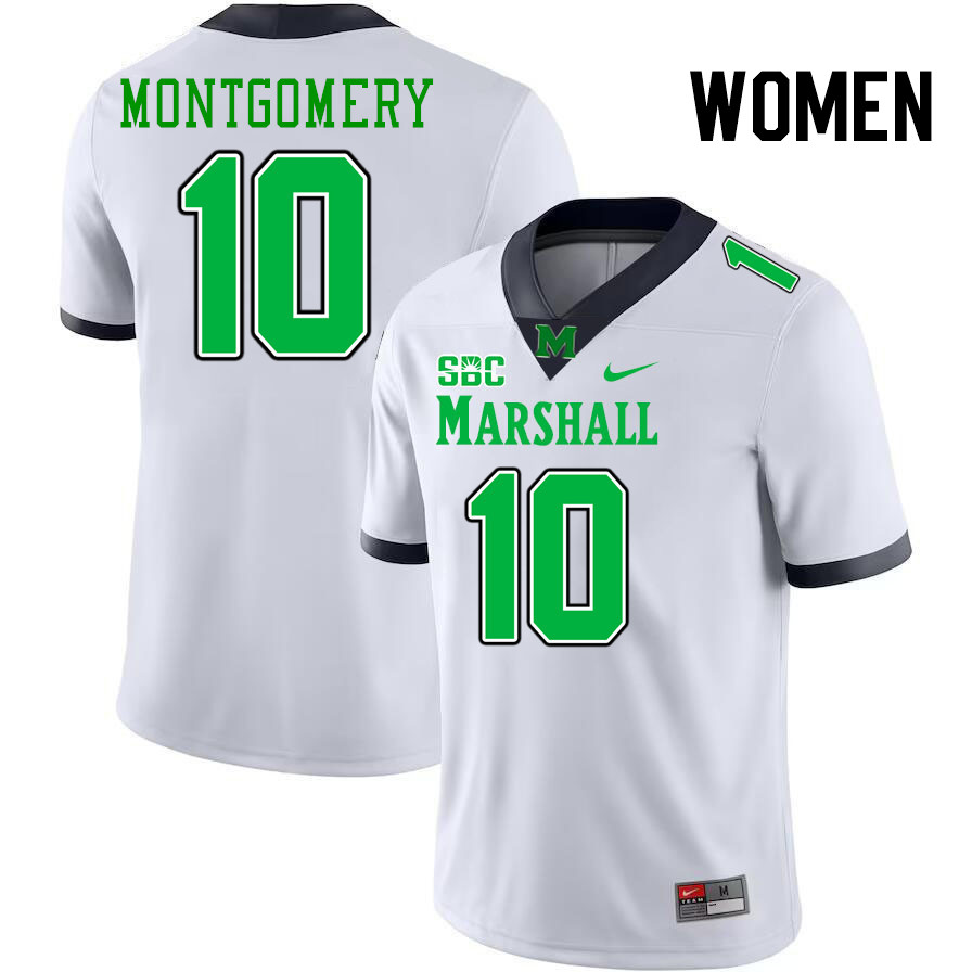 Women #10 Chuck Montgomery Marshall Thundering Herd SBC Conference College Football Jerseys Stitched